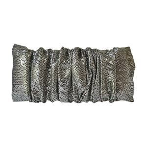 1980s Black & Metallic Silver Lame Fabric Rectangular Barrette Hair Clip